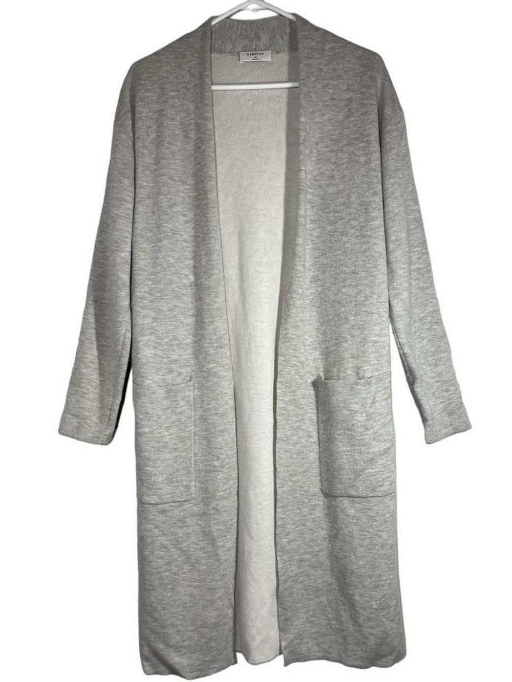Aritzia Heather Light Gray Open-Front Long Cardigan